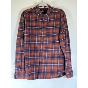 Men's Wind River Orange Autumn Flannel Button Down - Size Large